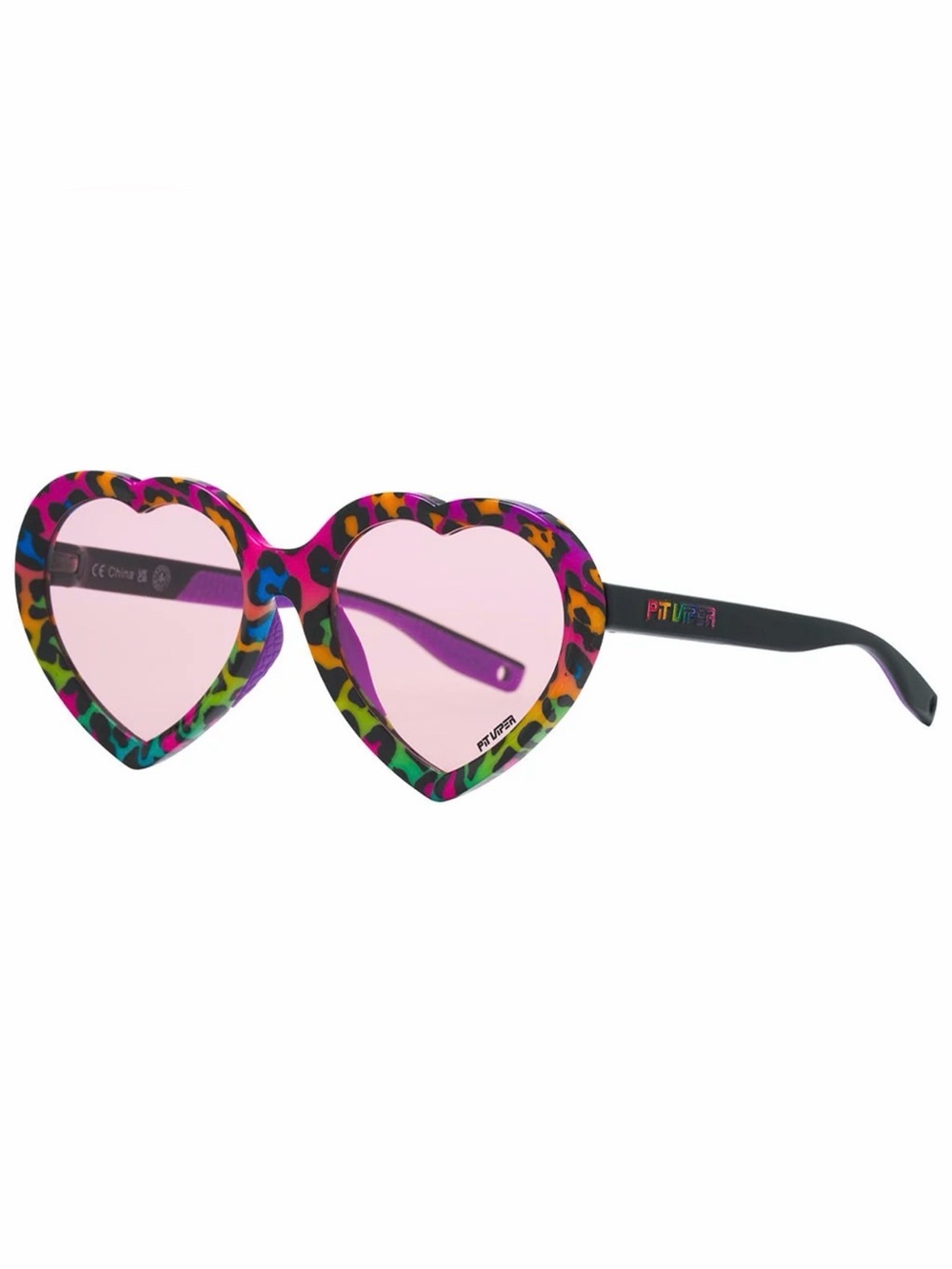 Put Viper Heart-Shaped Sunglasses in Multicolor Leopard Print -